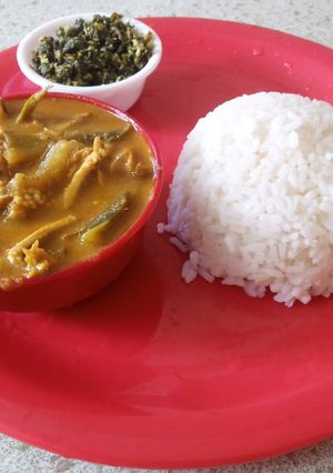 A picture of Spicy roasted coconut fish curry.