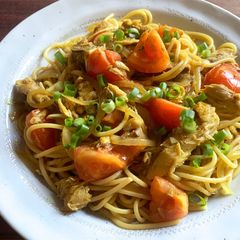 A picture of Canned Mackerel Curry Spaghetti.