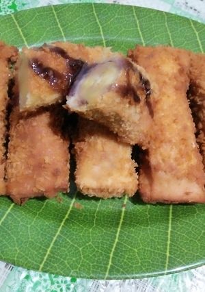 Foto resep Roti Tawar pisang keju coklat