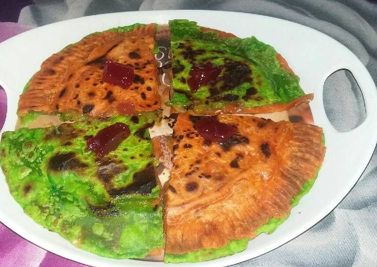 Easiest Way to Make Super Quick Homemade Stuffed Caramalized Mix Fruits Colourful Paratha