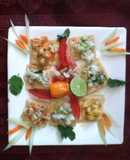 Ceviches de camarón Nayarita con frutas de temporada