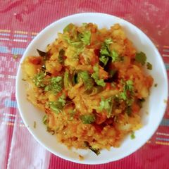 Potato tomato Sabji for fasting A picture of Potato tomato Sabji for fasting.