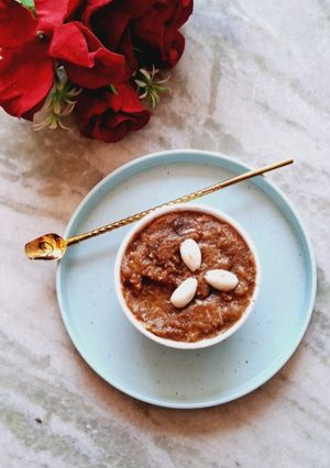 A picture of WATER CHESTNUT FLOUR PUDDING (singhara ka aata ka Halwa).
