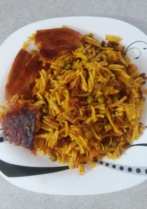 عکسی از دستور ماکارونی با نخود فرنگی
