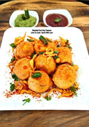 A picture of Batata Vada - Gujarati & Maharashtrian Street Food - Popular Farsan Snack.