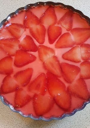 A picture of Strawberry Cheese cake.