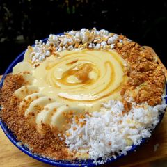 A picture of Chick Pea-ña Colada Smoothie Bowl🐣🍍🥥.