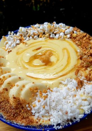 A picture of Chick Pea-ña Colada Smoothie Bowl🐣🍍🥥.