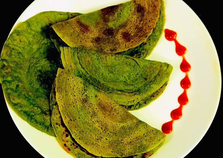 Recipe of Ultimate Spinach Oats Chila (Healthy Breakfast)