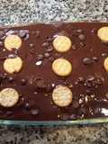 Tarta de galletas o de la Abuela con flan Potax y chocolate Valor