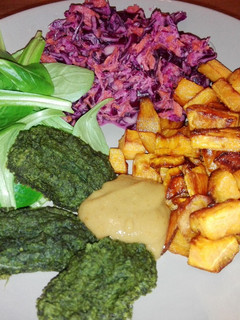 Una foto de Falafel de espinacas en Poke bol vegano