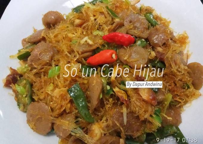 Standar Cara mudah membuat So'un Cabe Hijau  sempurna