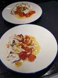 Rustidera de pescado light, con lechola (pez limón), tomate cherry y trufa