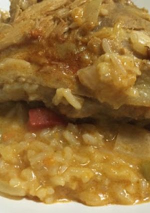 Una foto de Arroz con pollo al disco