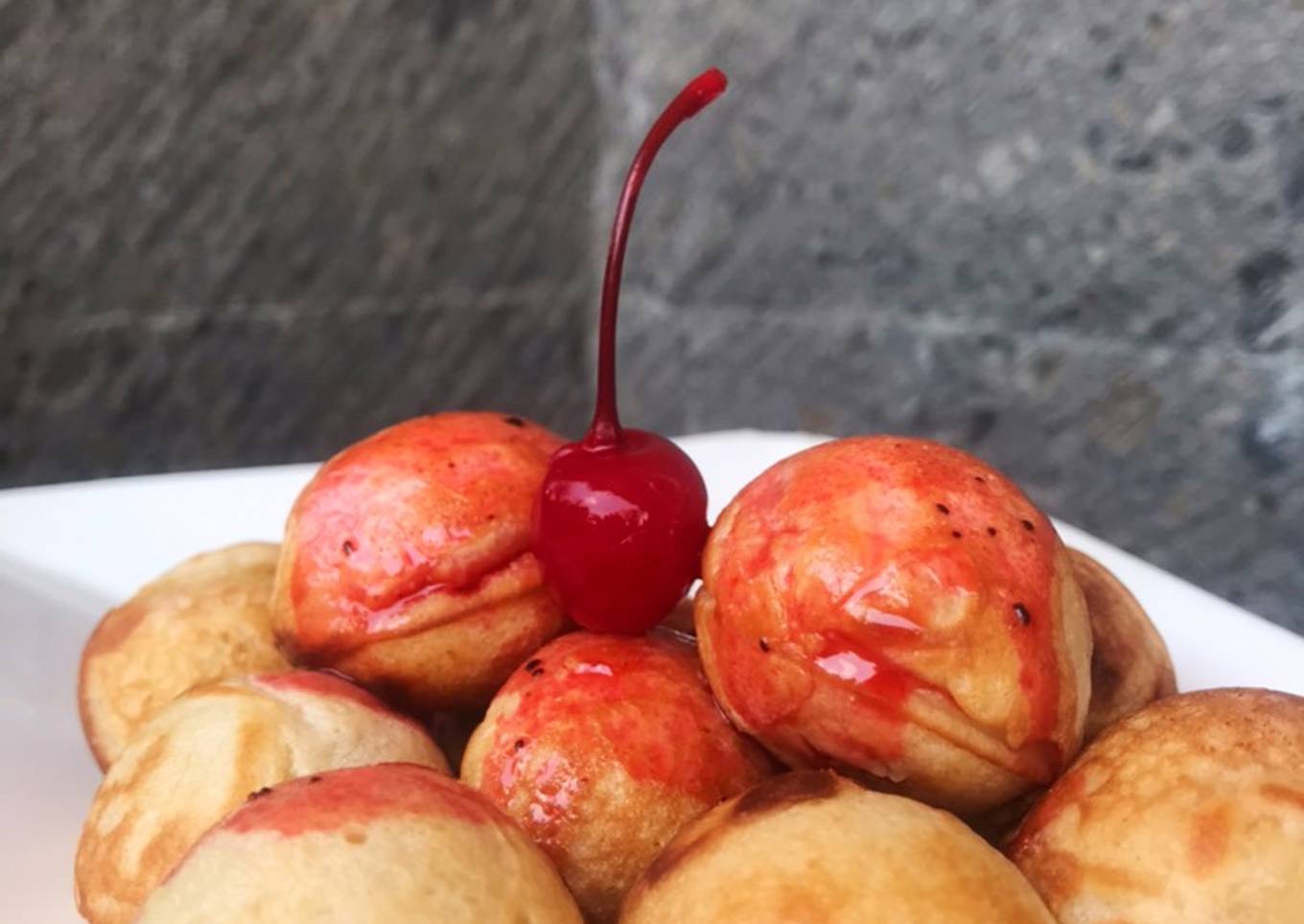 Loukoumades with Red Velvet Sauce