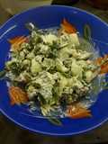Pak choi salad with leek and onion