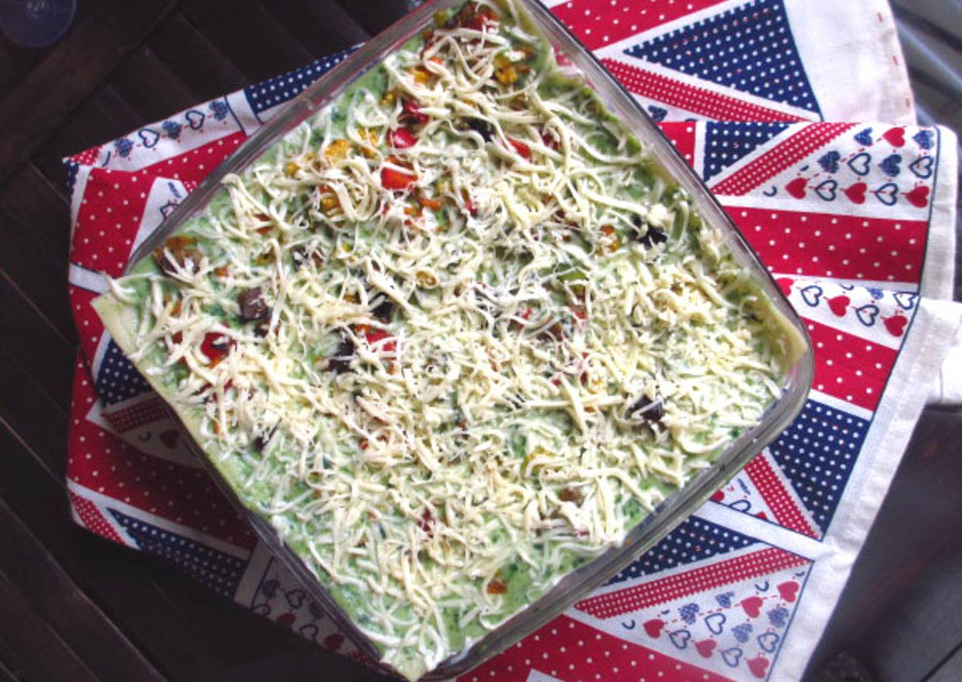 Vegetable Lasagna Layered with Spinach and White Sauce - Step by Step Recipe