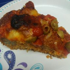 A picture of Meatball Cornbread Baked Casserole/ Cornbread Pizza.