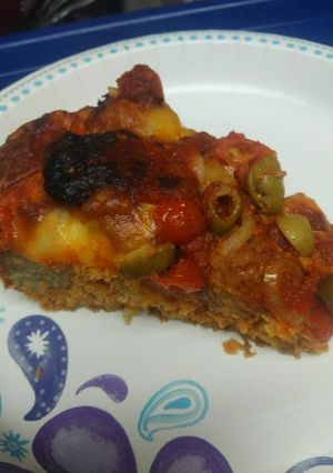 A picture of Meatball Cornbread Baked Casserole/ Cornbread Pizza.