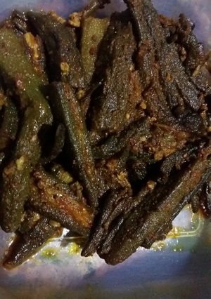 A picture of Bharwa bhindi.