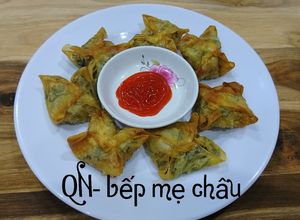 Hình của món Hoành thánh chiên chay.