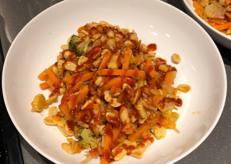 Lazy veg and nut stir fry