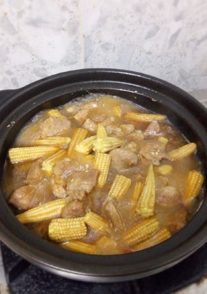 Hình của món Thịt heo kho bắp non.