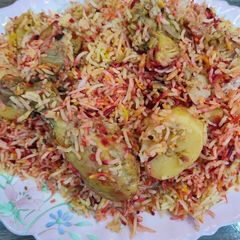 A picture of Rainbow Sindhi biryani 🌈.