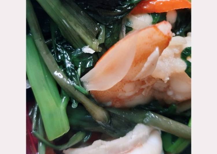 Resep masakan Cah Kangkung + Udang | Cara Masak Cah Kangkung + Udang Yang Lezat Sekali