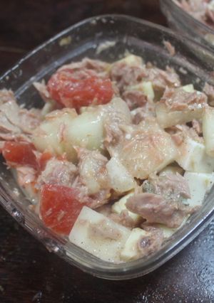 Foto principal de Ensalada de melón, tomate, queso y atún1