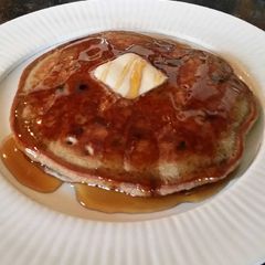 A picture of Brad's chocolate blueberry pancake.