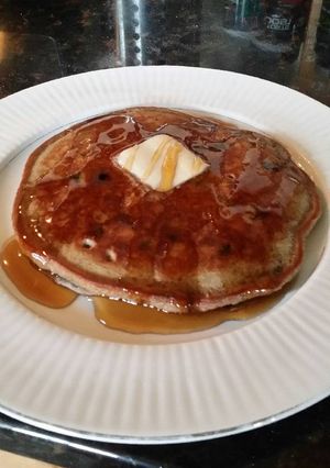 A picture of Brad's chocolate blueberry pancake.
