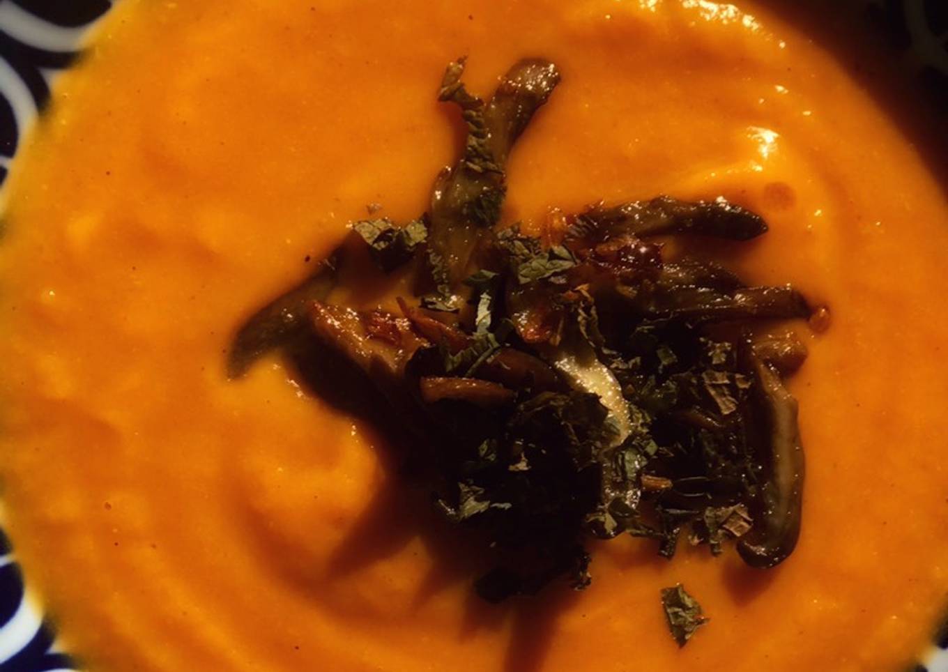 Crema de calabaza con setas