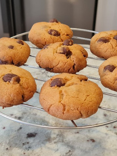 A picture of Peanut Butter Cookies with Chocolate-Covered Peanuts.