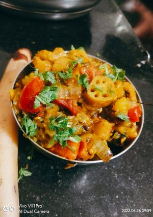 A picture of Lotus stem (kamal kakdi) masala fry.