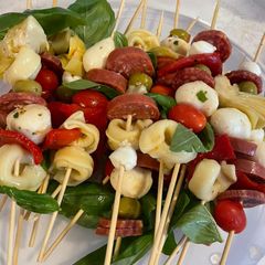 A picture of Anti-pasto skewers.