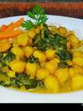 Chickpeas with spinach,coconut rice and carrots