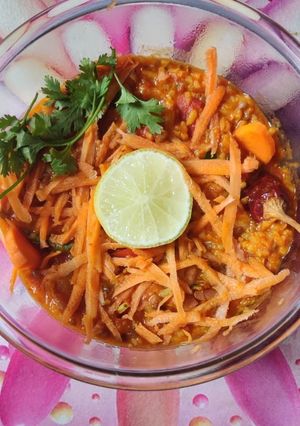 A picture of Carrot paneer dal fry.