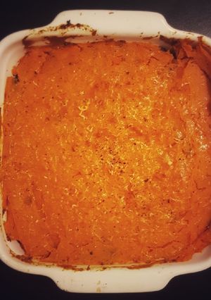 Une photo de Parmentier patate douce boudin noir