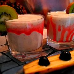 A picture of Dj's Banana Kiwi Smoothie.