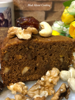 A picture of Whole Wheat Date Jaggery Walnut Cake – No Sugar Treat Christmas Special.