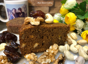 A picture of Whole Wheat Date Jaggery Walnut Cake – No Sugar Treat Christmas Special.