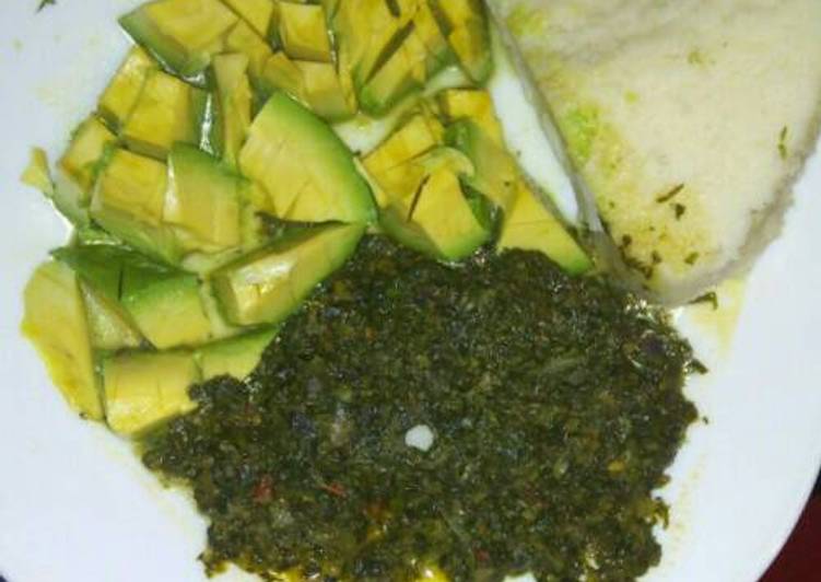 Steps to Make Homemade Managu Ugali, and avocado