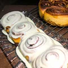 A picture of Cinnamon Rolls with Cream Cheese Frosting.