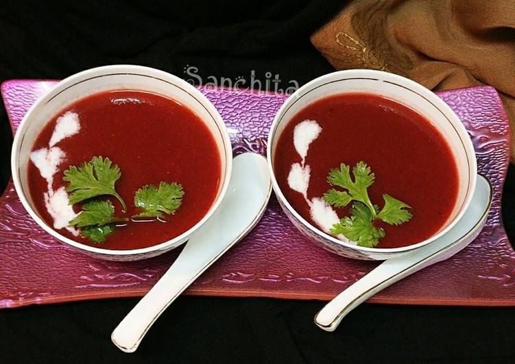 Recipe of Speedy Roasted Bell pepper Tomato Beetroot soup