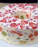 Gelatina Cremosa com Morango e Kiwi
