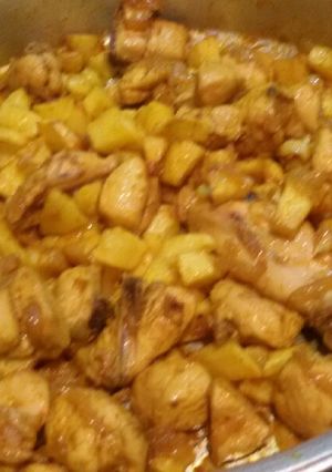 عکسی از دستور دوپیازه مرغ و سیب زمینی