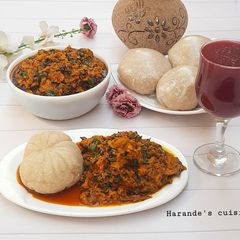 A picture of Eba with egusi soup.