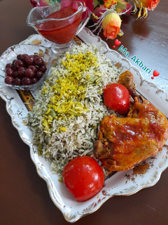 عکسی از دستور ⚘باقالی پلو با مرغ⚘