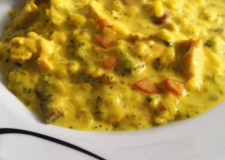 Arroz con verduras y pollo al curry